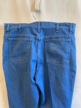 Mens, Jeans, BASIC EDITIONS, Lt Blue, Cotton, Polyester, Solid, Ins:32, W:38, Denim, Boot Cut, Zip Fly, 4 Pockets, Belt Loops,