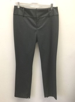 Womens, Slacks, ALICE + OLIVIA, Gray, Polyester, Viscose, Solid, 6, Mid Rise, Slim, Cropped Leg, 2.5" Wide Self Waistband with Long Belt Loops, Zip Fly, Zippers at Hem, 2 Welt Pockets in Back, **Has a Double