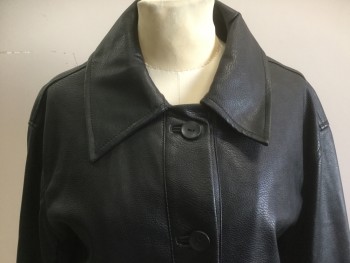 URBAN OUTFITTERS, Black, Polyurethane, Solid, Button Front, 4 Buttons, 2 Pockets, Faux Leather, Collar Attached,