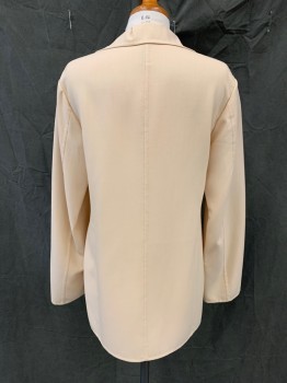 Womens, Blazer, JILL SANDER, Cream, Wool, Solid, B 34, 4, 3 Button Front, Collar Attached, Notched Lapel, 2 Patch Pockets, No Lining,