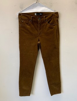 Womens, Pants, KUT FROM THE KLOTH, Brown, Cotton, Spandex, Solid, Sz.6, Corduroy, Skinny Jean, High Waist, Zip Fly, 5 Pockets, Belt Loops