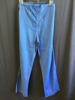 LANDAU, French Blue, Polyester, Cotton, Solid, Self D-string Waistband