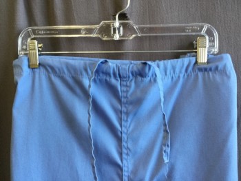 LANDAU, French Blue, Polyester, Cotton, Solid, Self D-string Waistband
