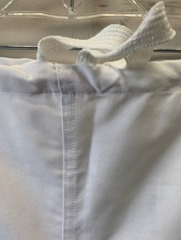 MEDLINE, White, Poly/Cotton, Solid, Drawstring Waist, 1 Patch Pocket in Back