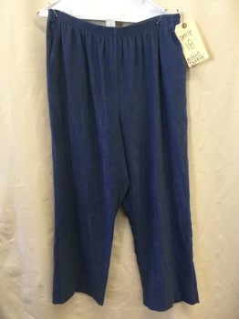 ALFRED DUNNER, Blue, Polyester, Spandex, Solid, Elastic Waist, 2 Pockets,
