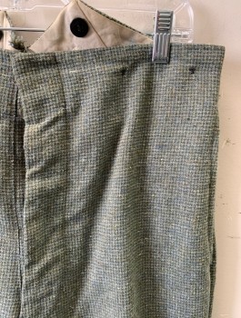 Mens, Pants, N/L, Sage Green, Wool, Solid, Heathered, 34/29, Button Fly, 2 Pockets, Flat Front,