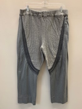 Mens, Sci-Fi/Fantasy Pants, NO LABEL, Gray, Dk Gray, Cotton, Polyester, Color Blocking, Heathered, 34/27, Elastic Waist Band, Textured Fabric, Dark Gray Piping, Made To Order,