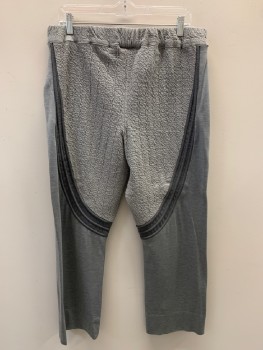 Mens, Sci-Fi/Fantasy Pants, NO LABEL, Gray, Dk Gray, Cotton, Polyester, Color Blocking, Heathered, 34/27, Elastic Waist Band, Textured Fabric, Dark Gray Piping, Made To Order,
