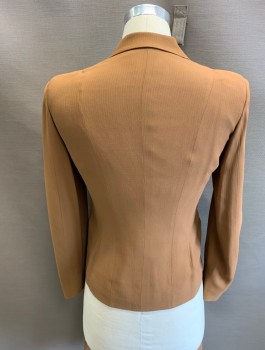 ALBERTA FERRETTI, Lt Brown, Rayon, Rayon, Solid, Collar Attached, 4 Button Front,  2 Flip Pockets, Self Strpies
