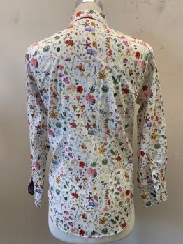 PAUL SMITH, White, Assorted Colors, Cotton, Floral, L/S, Button Front, Collar Attached,