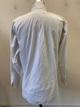 Mens, Casual Shirt, VAN HEUSEN, Purple, White, Lime Green, Cotton, Stripes - Vertical , 33, 15, L/S, Button Front, Collar Attached, Chest Pocket