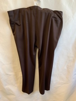Mens, Pants, LET DOWN, Dk Brown, Polyester, 52/32, Top Pockets, Zip Front, F.F,  2 Back Patch Pockets