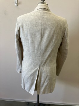 WALL STREET COLLECTI, Oatmeal, Textured Weave, SB. Notched Lapel, 2 Btns, 3 Pckts, Single Vent, No Cuff Uttons
