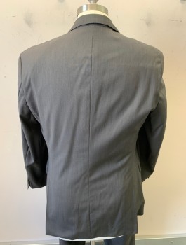 Mens, Suit, Jacket, HUGO BOSS, Gray, Wool, Solid, 40 S, Notched Lapel, 2 Button Front, 3 Pocket  2 Back Vents