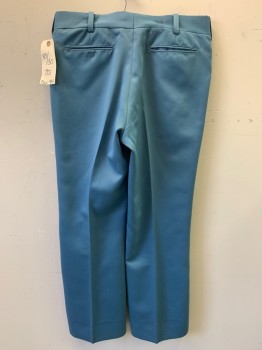 NO LABEL, Blue, Polyester, Solid, Flat Front, Top Pockets, Zip Front,