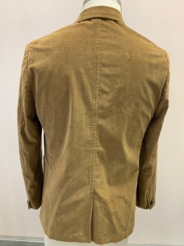 Mens, Sportcoat/Blazer, BANANA REPUBLIC, Tan Brown, Cotton, Solid, 42R, Corduroy, Single Breasted, 3 Buttons, Notched Lapel, 3 Patch Pockets, Single Vent, MULTI