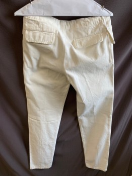 DRIES VAN NOTEN, White, Cotton, Solid, Side Velcro Closure, Side Cargo Pocket, 2 Welt Pockets, Slim Fit