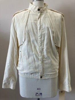 MEMBERS ONLY, Cream, Corduroy, CB Zip Front, L/S, Epaulets2 Pockets