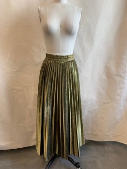 Womens, Skirt, Z & I, Gold, Polyester, Solid, W26, Elastic Waistband, Pleated