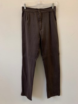 Womens, Sci-Fi/Fantasy Pants, NO LABEL, Brown, Cotton, Solid, 26/30, Pleated, Scrunched Waist Band In The Back, Zip Front,