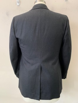 Mens, 1970s Vintage, Suit, Jacket, LUCASINI, Charcoal Gray, Wool, Solid, 39R, 2 Button, Flap Pockets, Single Vent, Includes Self Belt This Makes It A 4 PIECE Suit
