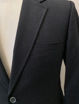 Mens, 1970s Vintage, Suit, Jacket, LUCASINI, Charcoal Gray, Wool, Solid, 39R, 2 Button, Flap Pockets, Single Vent, Includes Self Belt This Makes It A 4 PIECE Suit