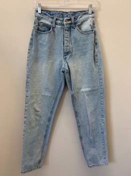 Womens, Jeans, JOHN GALT, Lt Blue, Cotton, Solid, W26, F.F, Top Pockets, Back Pockets, Button Front, Belt Loops, Yellow Stains Under Back Right Pocket 