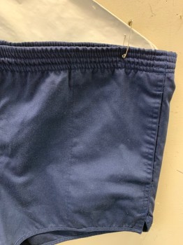 NL, Navy Blue, Poly/Cotton, Solid, Athletic Shorts, 1 Pocket With Snap, Drawstring, *Elastic Stretched Out