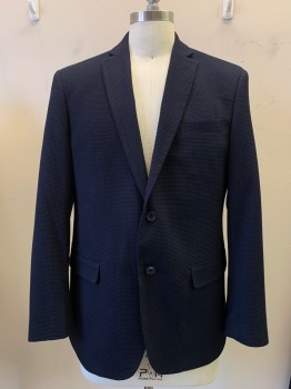 GIORGIO FIORELLI, Navy Blue, Polyester, Viscose, Textured Fabric, 2 Buttons, Single Breasted, Notched Lapel, 3 Pockets,