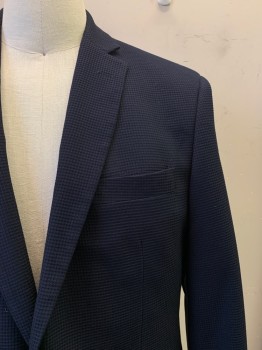GIORGIO FIORELLI, Navy Blue, Polyester, Viscose, Textured Fabric, 2 Buttons, Single Breasted, Notched Lapel, 3 Pockets,