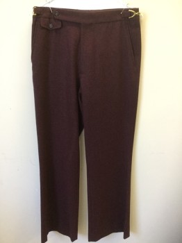 Womens, Slacks, N/L, Maroon Red, Black, Wool, Heathered, 30/31, 1-1/2" Waist Band, 1 Button Front, 2 Gold Side Buckle, 5 Pockets, Flat Front, Zip Front,