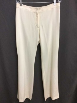 Womens, Suit, Pants, NO LABEL, Cream, Wool, Solid, 34, Zip Fly, Flat Front