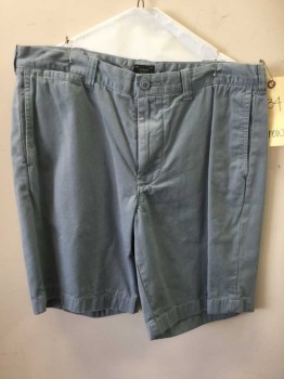 Mens, Shorts, JCREW, Dusty Blue, Cotton, Solid, 34, 5 + Pockets, Flat Front,