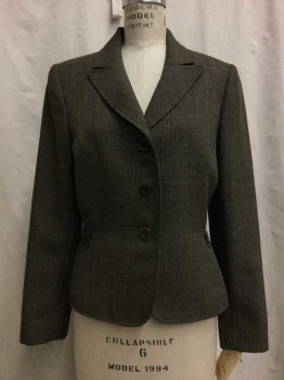 TAHARI, Brown, Polyester, Heathered, Peaked Lapel, 3 Buttons,
