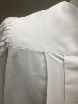 Unisex, Choir Robe, CAMBRIDGE, White, Polyester, Cotton, Solid, M, Long Sleeves, Zip Front, Pleated at Shoulder Yoke, Full Sleeves Pleated at Shoulders, Floor Length Hem