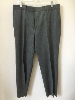 Mens, Suit, Pants, HUGO BOSS, Dk Gray, Wool, Solid, Flat Front, Button Tab, Belt Loops