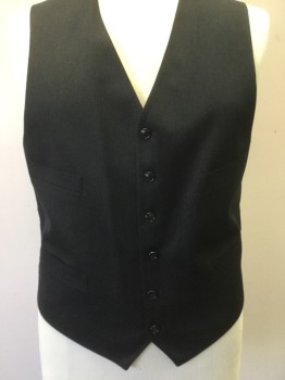 Mens, Suit, Vest, JONES NY, Charcoal Gray, Wool, Solid, 44, Button Front,  4  Pocket,