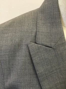 THEORY, Lt Gray, Wool, Heathered, Single Breasted, Collar Attached, Peaked Lapel, 3 Pockets, 1 Button