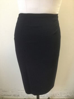 Womens, Skirt, Knee Length, PIAZZA SEMPIONE, Navy Blue, Wool, Lycra, Solid, Sz. 8, Dark Navy, Crepe, 1 Dart at Either Side of Waist, Invisible Zipper at Center Back, Vent at Center Back Hem