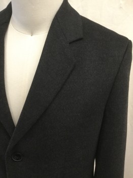 ZARA, Charcoal Gray, Polyester, Viscose, Solid, Single Breasted, Collar Attached, Notched Lapel, 2 Pockets, Long Sleeves