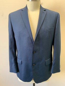 Mens, Sportcoat/Blazer, MICHAEL KORS, Navy Blue, Polyester, Rayon, Solid, 46R, Single Breasted, Notched Lapel, 2 Buttons, 3 Pockets