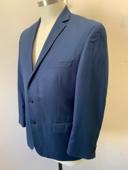 Mens, Sportcoat/Blazer, MICHAEL KORS, Navy Blue, Polyester, Rayon, Solid, 46R, Single Breasted, Notched Lapel, 2 Buttons, 3 Pockets