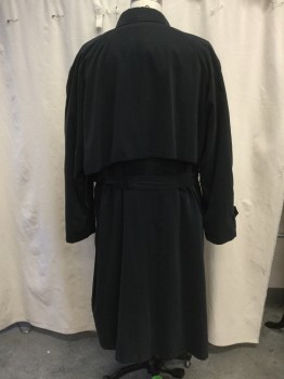 Mens, Coat, Trenchcoat, JOSEPH AND FEISS, Midnight Blue, Acrylic, Wool, Solid, TALL, 52, Single Breasted with Concealed Button closure, Spread Collar, 2 Side Entry Pockets, Long Sleeves, Back Gun Flap, Back Vent, Belted Cuffs, Belted Waist, Below the Knee Length, Removable Liner