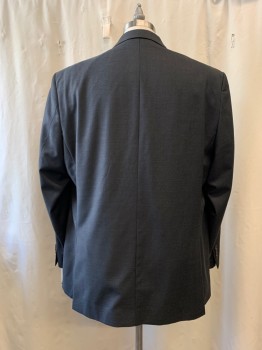 Mens, Sportcoat/Blazer, LAUREN, Dk Gray, Wool, Heathered, 48 R, Notched Lapel, Collar Attached, 2 Buttons,  3 Pockets,