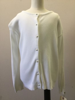 JULIUS BERGER, Cream, Cotton, Cable Knit, Faux Pearl Button Front,