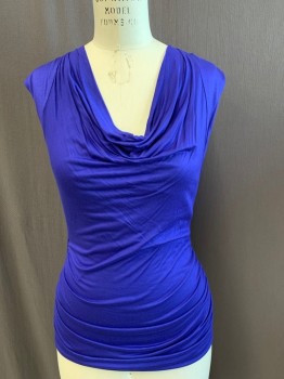 Womens, Top, CLASSIQUES ENTIER, Violet Purple, Viscose, Solid, M, Cowl, Sleeveless, Stretch