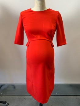 Womens, Maternity, LUXE BY SERAPHINE , Red, Polyester, Viscose, Solid, 4, Maternity, Round Neck, Straight Skirt, Small Peplum