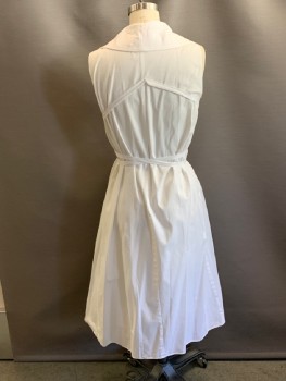 Womens, Sci-Fi/Fantasy Dress, N/L, White, Cotton, Solid, S, Wrap Dress, Shawl Collar, Slvs, Ties From Back Criss Crosses & Tied @ Front, Hem Below Knee, Multiples