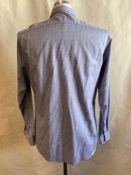 BEN SHERMAN, Gray, Lavender Purple, Navy Blue, Cotton, Paisley/Swirls, Collar Attached, Button Front, Long Sleeves