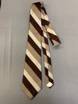 PIERRE CARDIN, Dk Brown, Brown, Sand, Silk, Stripes - Diagonal , Slubbed Silk, Very Similar Almost Matching Tie By Oscar De La Renta CF049374
